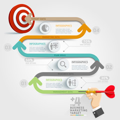 Wall Mural - Business step target marketing dart infographic.