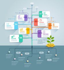 Wall Mural - Business tree timeline infographics.