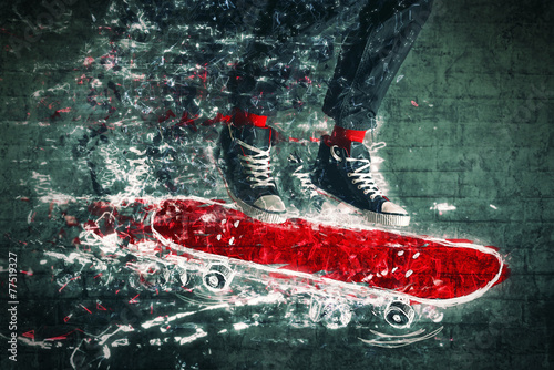 Naklejka - mata magnetyczna na lodówkę Skateboarder jumping