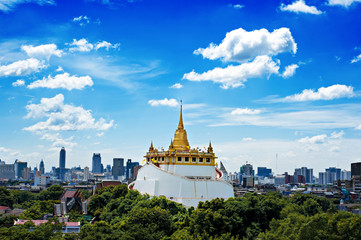 the golden mount, travel landmark of bangkok thailand