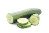 Fototapeta  - Fresh cucumber slice isolated on white background