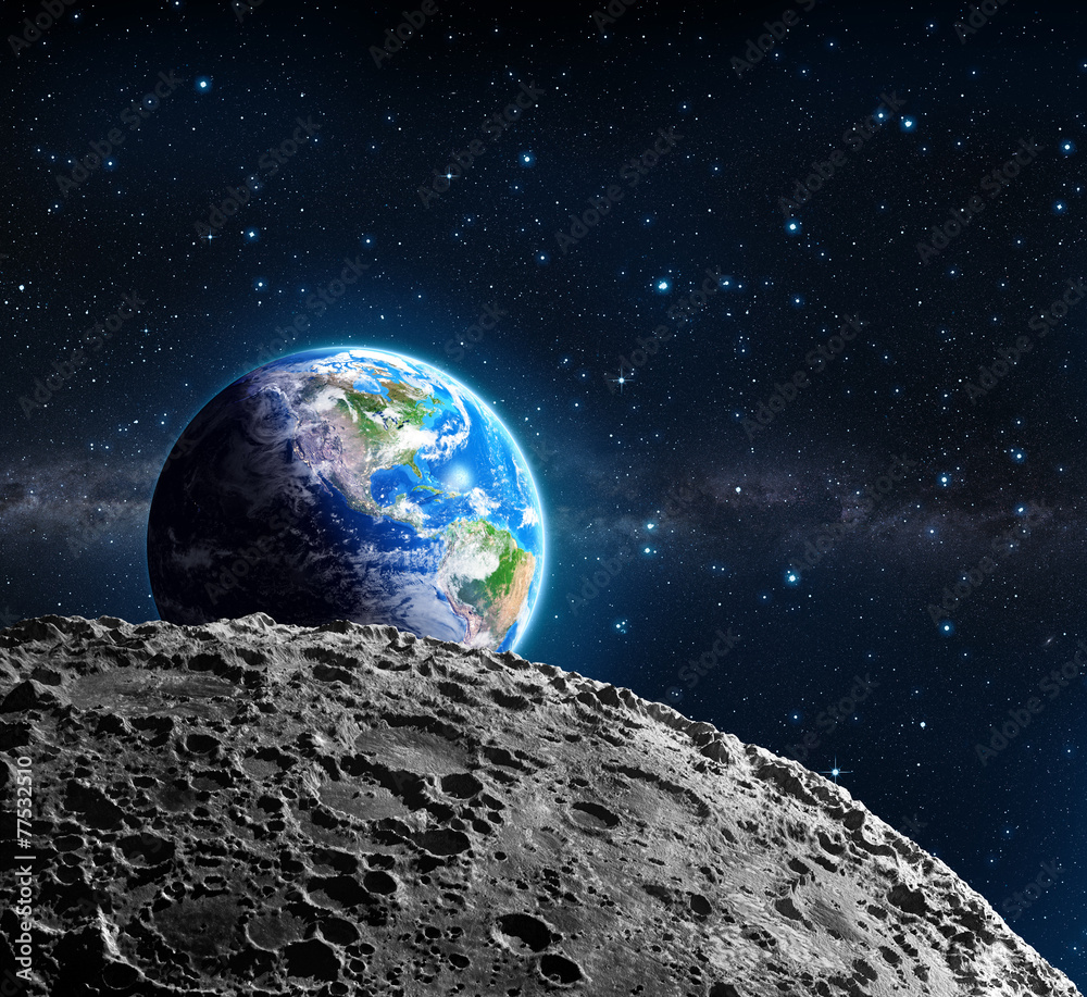 Widoki Ziemi z powierzchni księżyca - obrazy, fototapety, plakaty 