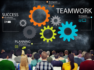 Poster - Teamwork Team Group Gear Partnership Cooperation Concept