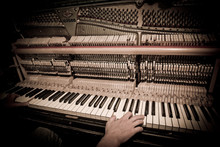 Close-up Of Hand Playing The Piano