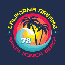 California Santa Monica Beach - Vector Illustration Concept