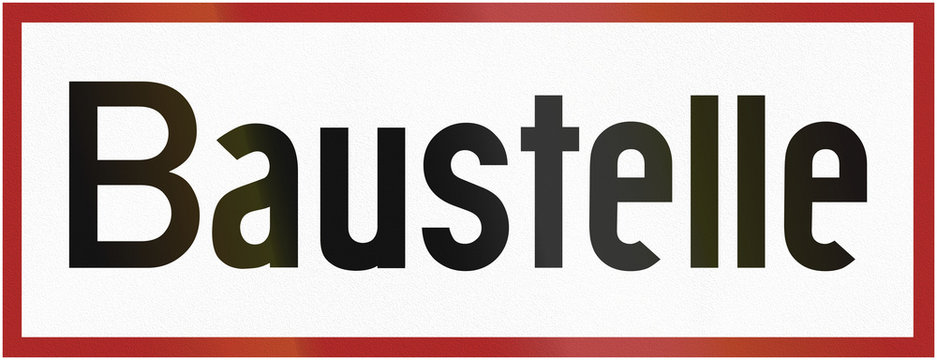German traffic sign (design from 1937) additional panel to specify the meaning of other signs: Construction site