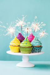 Canvas Print - Cupcakes with sparklers