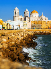 Wall Mural - Sunny view of  Cathedral. Cadiz, Spain