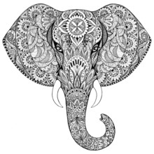Tattoo Elephant With Patterns And Ornaments