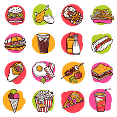 Sticker - Fast Food Icon Set