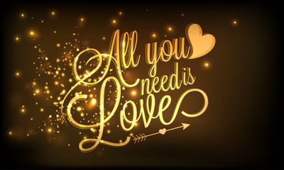 Wall Mural - Stylish golden text for Happy Valentines Day celebration.
