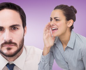 Poster - Composite image of businesswoman shouting