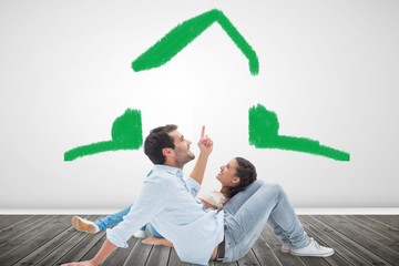 Poster - Composite image of attractive young couple lying down