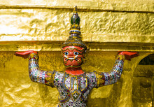 Close-up Of Demon Guardian Supporting Wat Phra Kaew, Thailand