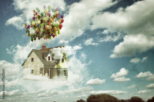 Obraz na plátně flying house