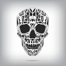 Ornamental Scull As Abstract Floral Illustration On Background
