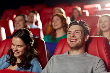 Poster - happy friends watching movie in theater