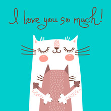 Sweet Card For Mothers Day With Cats.