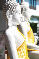 right side of white buddha statue