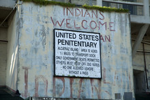 Old Sign On Alcatraz Penitentiary Building