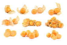 Cape Gooseberry Or Physalis Fruit Isolated On White Table Backgr