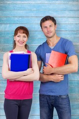 Aufkleber - Composite image of two students both with notepads