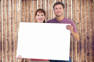Aufkleber - Composite image of couple holding a white sign