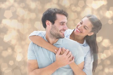 Aufkleber - Composite image of cute couple smiling at each other