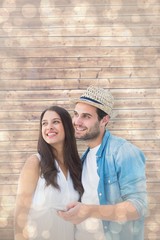 Aufkleber - Composite image of happy hipster couple smiling together