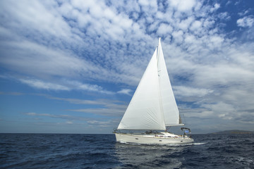 Wall Mural - Boat in sailing regatta. Luxury yachts.