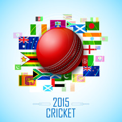 Wall Mural - Cricket ball with different participating countries flag