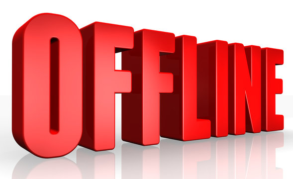 3D offline text on white background