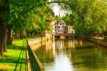 Wall Mural - Strasbourg, water canal in Petite France area, Unesco site. Alsa