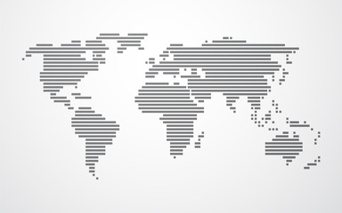Wall Mural - simple map of the world made up of black stripes on a light back