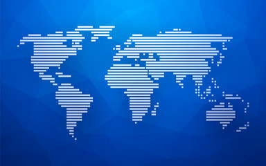 Wall Mural - simple world map made up of white stripes on a blue background t