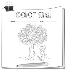 Poster - A worksheet with a money tree and a boy