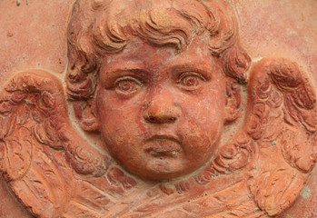 Poster - decorative relief  of angel in terracotta