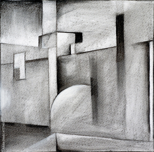 Obraz w ramie an abstract charcoal drawing