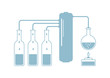Distillation kit on white background