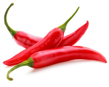 Red Chili Or Chilli Cayenne Pepper Isolated On White  Background