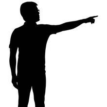 Silhouette Man With Hand Pointing