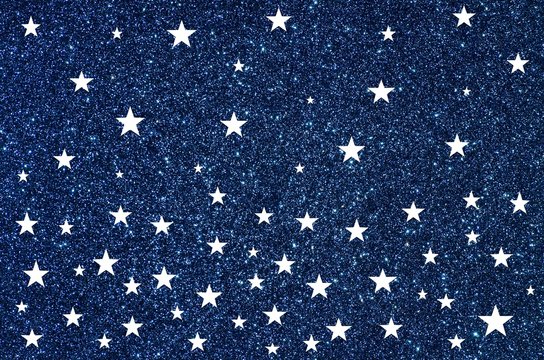 Wall Mural -  - White stars on blue glitter background