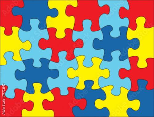 Fotografía Puzzle Pieces in Autism Awareness Colors Background Illustration