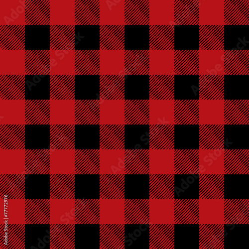 Tiled Red and Black Flannel Pattern Illustration