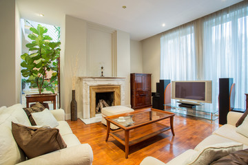 Living area in traditional style interior