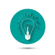 light bulb, idea icon on green background with shadow