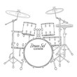 vector outline drum set on white background
