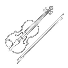 Vector Grey Outline Vector Violin Fiddle Bow On White Background