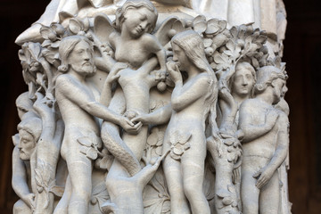 Wall Mural - Paris - West facade of Notre Dame Cathedral.