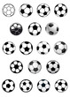 Black and white soccer balls or footballs